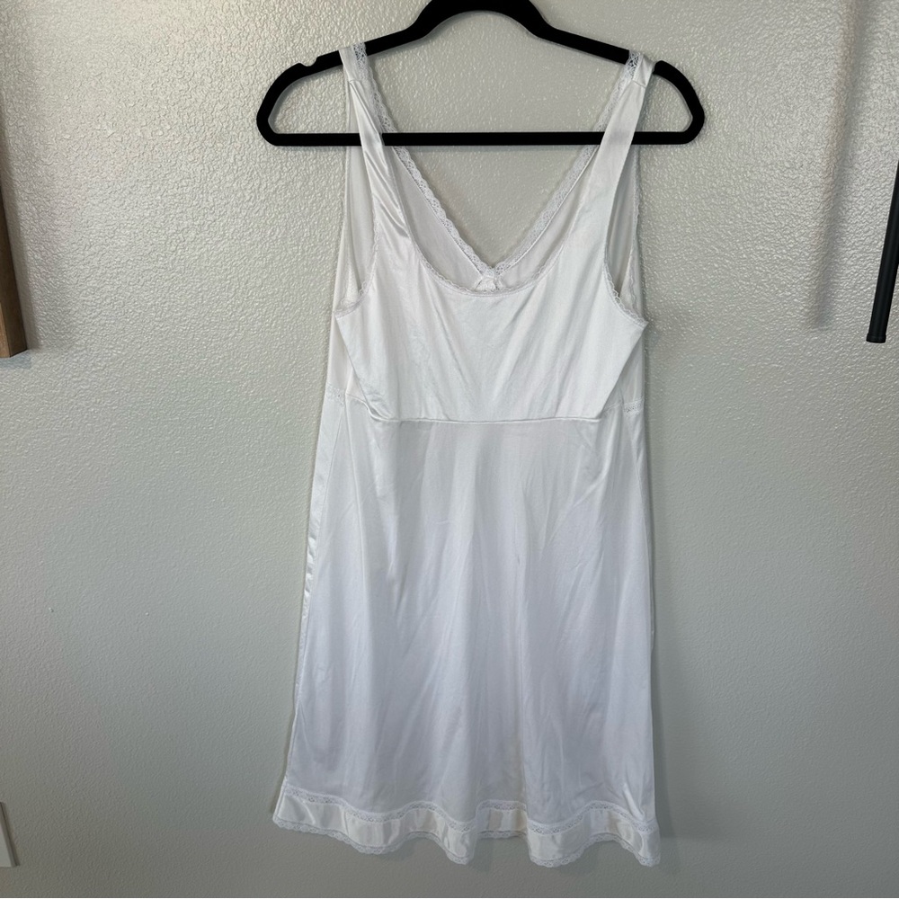 Vintage Sears Nylon Lace Slip Dress in White Made in USA Paper Tag, L - Picture 4 of 9